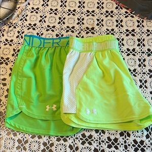 Under Armour Neon Lime Green Athletic Skorts - Pair